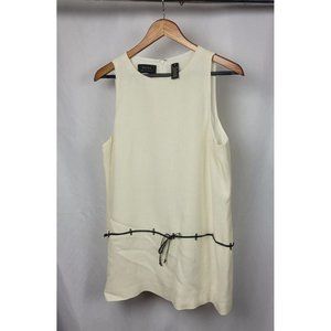 Dana Buckman Women's Sleeveless Ivory Top Linen/ Viscose Blend Belted Size 10